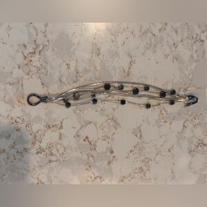 Elegant Silver and Black Beads Bracelet